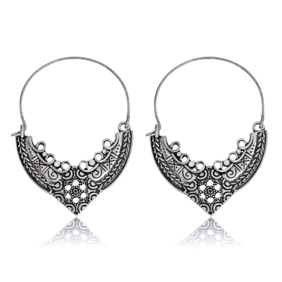 2/$20!  Silver Boho Filagree Ear Wire Earrings - Picture 4 of 8